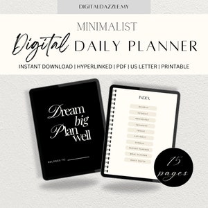 Daily Planner, Digital Planner, Goodnotes planner, Minimalistic digital planner, Printable planner, daily journal, digital download planner