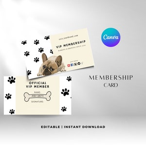 Bearbeitbare Mitgliedskarte, VIP-Mitgliedschaft, Treuekarte, bearbeitbare Vorlage, druckbare Karten, Pets Shop-Mitgliedskarte, anpassbare Vorlage,