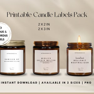 Funny Candle Labels Pack, Quirky candle labels, Candle sticker labels, Witty Candle Labels, Candle labels bundle pack, digital download
