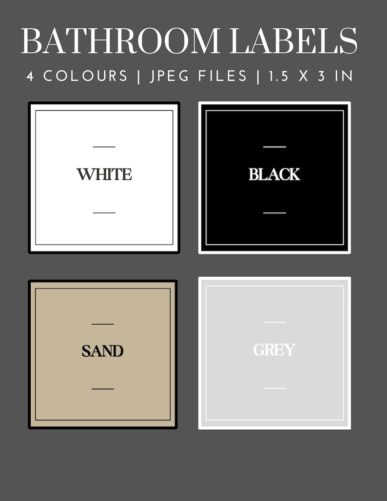 Labels Batroons Minimalist Bathroom Labels: Modern Toiletries Stickers (digital ...