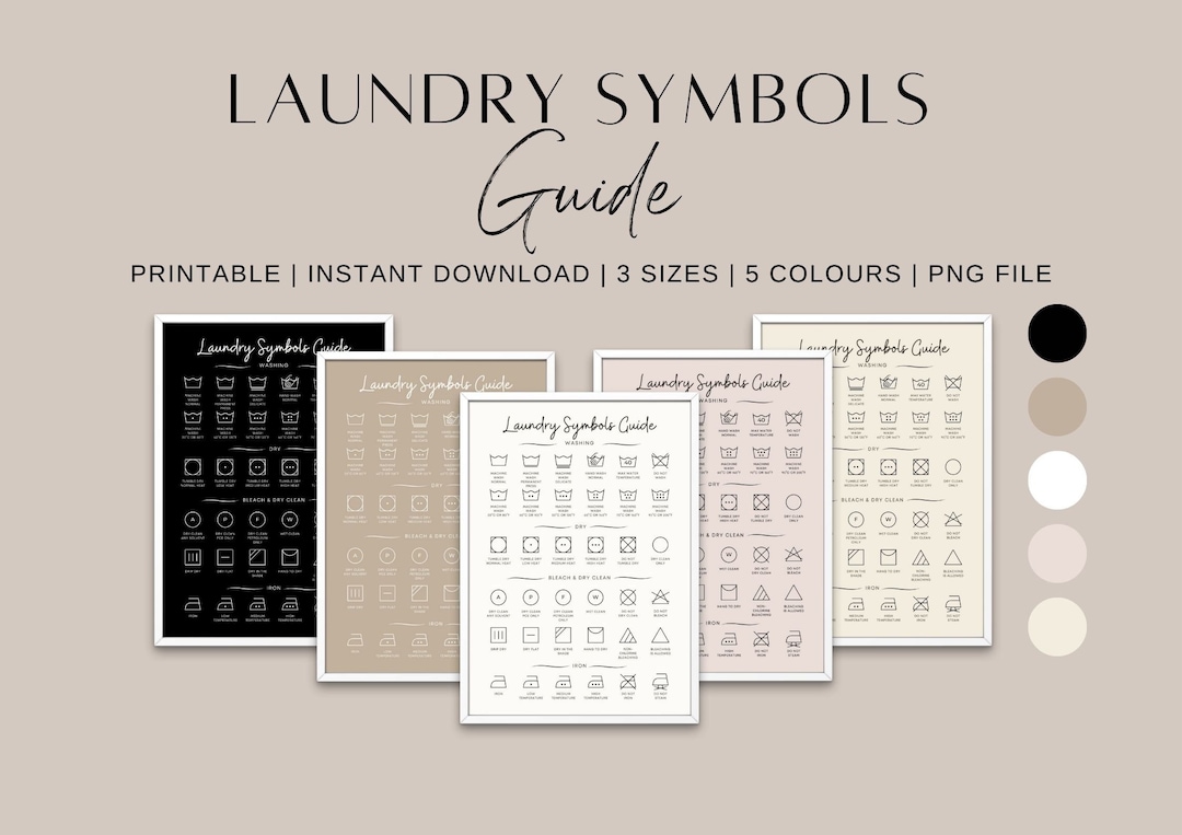 Laundry Room Symbols Guide, Printable Art, Laundry Wall Decor, Laundry ...