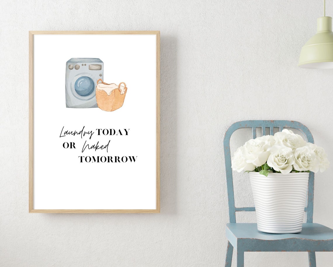 Laundry Digital Art Decor, Laundry Room 4 Print Set, Bathroom Wall