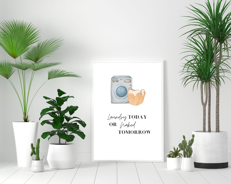 Laundry Digital Art Decor, Laundry Room 4 Print Set, Bathroom Wall