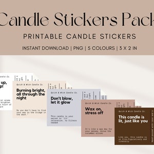 Candle labels, Quirky labels, Candle sticker pack, Sticker template, Candle stickers, digital download, funny sticker pack, scented candles