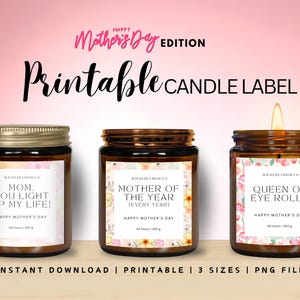 Mother&#39;s day candle labels, Candle label template, Funny mother&#39;s day labels, Printable candle labels, Gifts for mom, sarcastic candle label