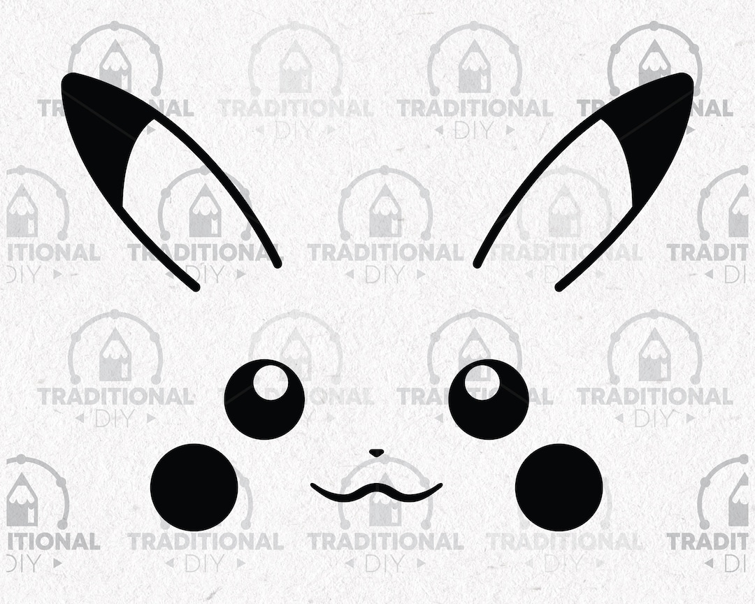 Pika Face Pokemon Pikachu Design SVG Bundle Digital File Download for