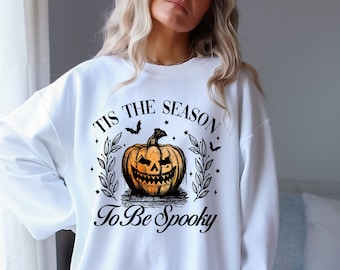 Tis The Season To Be Spooky Sweatshirt,Retro Spooky Season Sweatshirt,Halloween Party Sweatshirt,Gift for Halloween,Spooky Vibes Sweatshirt