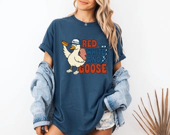 Red White and Goose T-Shirt: Funny 4th of July Tee