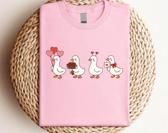 Goose Valentine Day Shirt: Funny Romantic Goose Tee, Love Animal Valentine T-Shirt