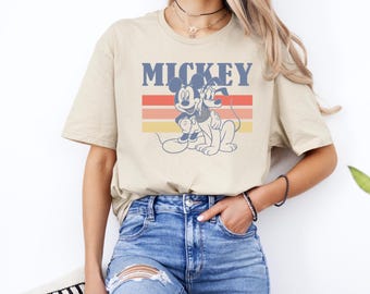 Retro Mickey and Pluto Shirt: Vintage Disney Cartoon Tee, Classic Mickey Mouse T-Shirt, Nostalgic Character Top