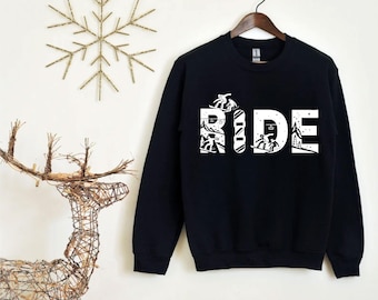 Ride Snowboard Crewneck: Cool Snowboarding Sweatshirt, Adventure Winter Sweater