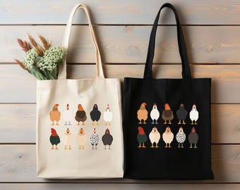 Funny Chicken Thanksgiving Tote Bag: Fall Farm Animal Tote, Turkey Day Market Bag, Cute Autumn Gift