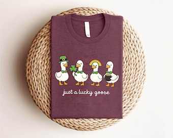 St Patrick’s Day Goose Shirt: Funny St Patrick Goose Tee, Cute Irish Goose Shirt, Lucky Irish Gift