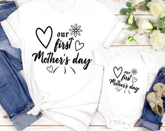First Mother's Day Matching Shirt: Funny Mom & Baby Outfit