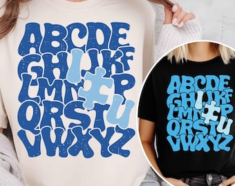Autism Awareness Alphabet SVG: Puzzle Pieces, ABC Teacher (Digital Files)