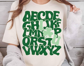Lehrer Alphabet zwar, St. Patricks Tag, St. Patricks Tag, St. Patricks Sublimation, Glücksbringer, Retro Kleeblatt