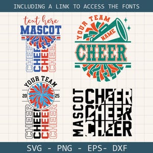 Cheer Bundle svg, Mascot cheer svg, Cheer team template svg, Cheer mom, Cheerleading svg, pom pom megaphone svg, cheer team bundle Sihouette