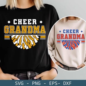 Cheer Grandma svg, Cheer team template, pom pom svg, Cheer cone, Cheer grandma shirt, Mothers day design, Silhouette, Sublimation