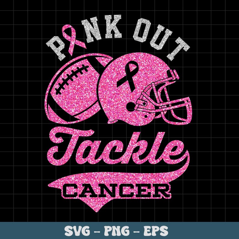 Pink Out Svg, Tackle Cancer Svg, Cancer Awareness, Pink Ribbon, We ...
