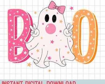 BOO Halloween Png, süßer Geist Halloween, Süßer Girly Geist blasen Png herunterladen, Retro Herbst png, Retro Halloween, Geist Schleife png
