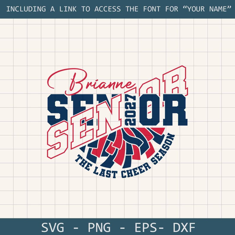 Senior 2027 Template, Cheerleader Svg, Class of 2027, Cheer Mom Design ...