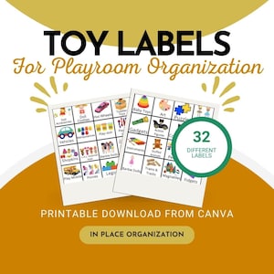 Speelgoedlabels voor speelkamerorganisatie Afdrukbare download