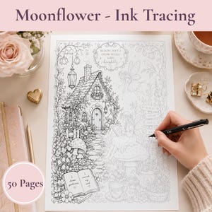The Moonflower Ink Tracing Book: 50 Magical Designs for Relaxation, Mindfulness & Creative Calm - Digital Download
