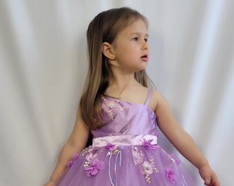 Flower Girl dress, 3D Dress, Birthday Tulle Dress for Kids, Toddler Purple Dress, Christmas Dress, Princess Dress, Wedding Dress, Baptism