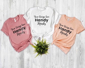 Bella Canvas 3001 T-Shirt Mockup: Mauve, White, Pink (Digital Download)