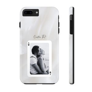 Custodia per telefono con foto e testo personalizzati - Custodia personalizzata per iPhone Samsung, design personalizzato per carte da gioco, regalo per lui o per lei, custodia per foto di coppia