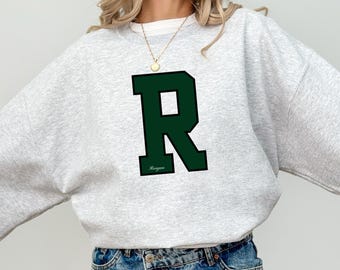 Custom Varsity Letter Sweatshirt - Personalized Initial & Name - Oversized College Sweater - Preppy Gift for Her, Graduation, Birthday gift