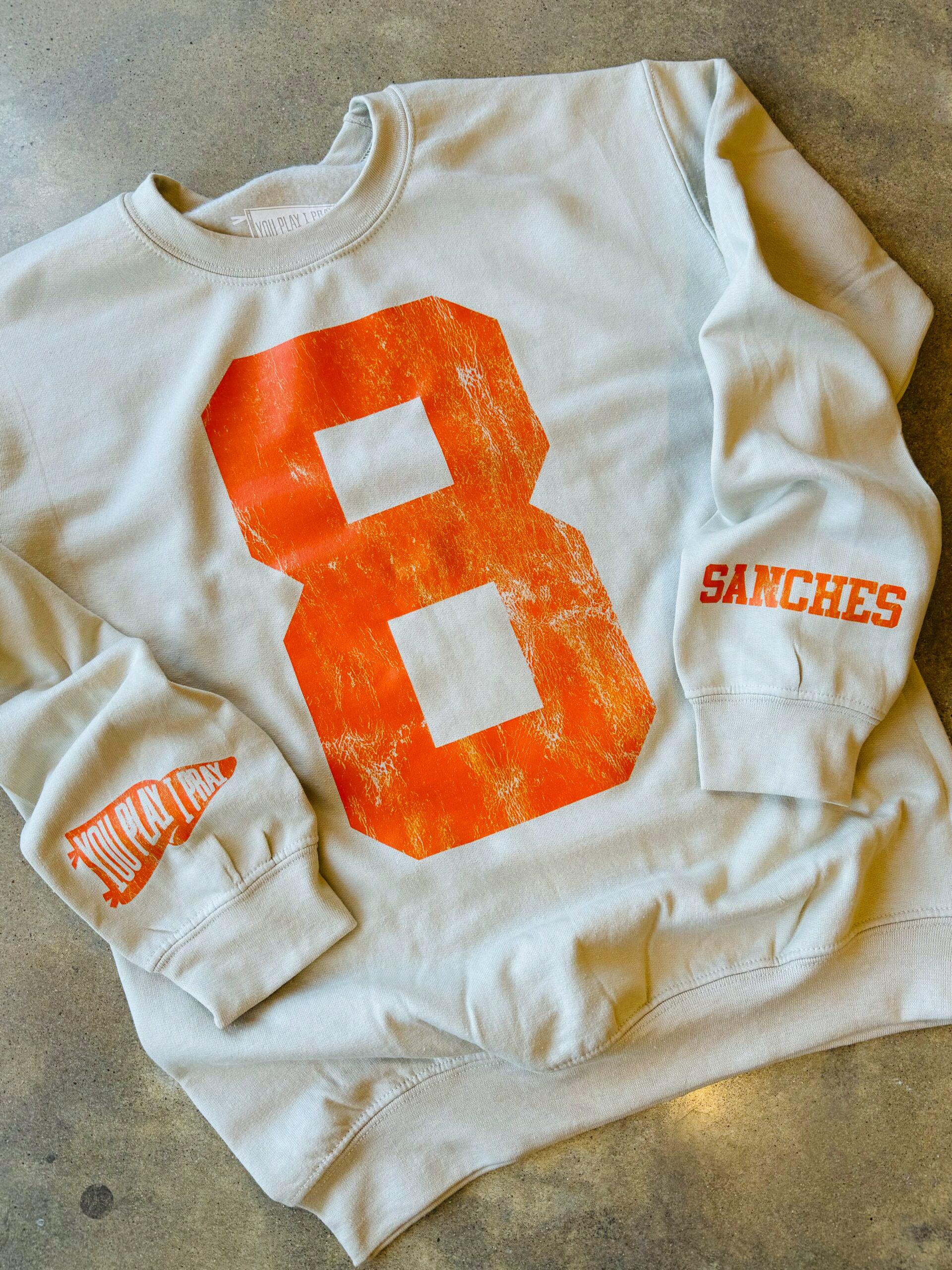 Custom Varsity Number or Letter Sweatshirt, Distressed Block Prin Personalized Crewneck, Team Birthday or City Sweater, Vintage Team Sweater