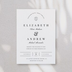 Bruiloft uitnodiging sjabloon, modern, minimalistisch, 100% bewerkbare sjabloon, INSTANT Download, uitnodigen, RSVP, details kaart, Templett