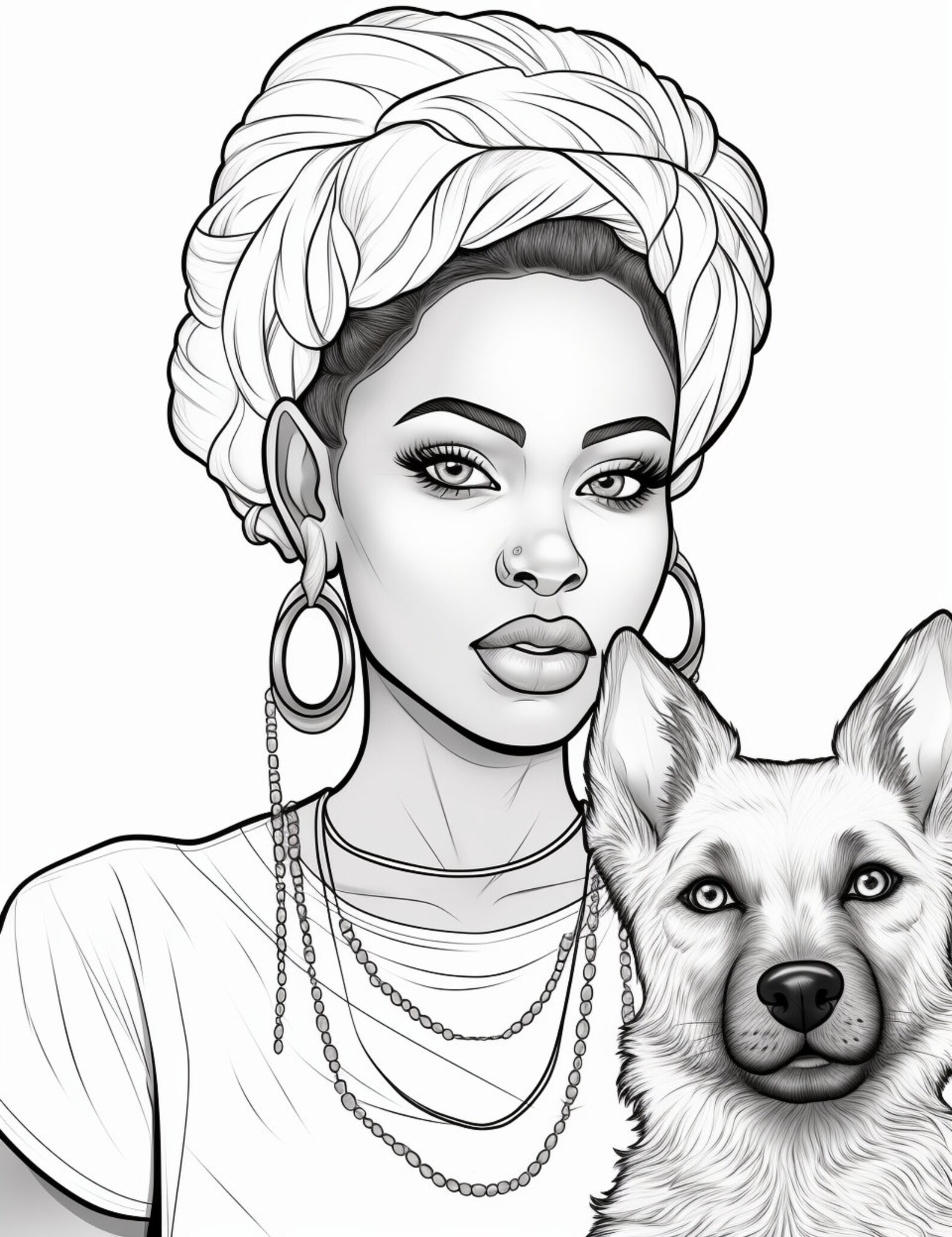 Printable adult coloring book adult coloring pages grayscale portrait