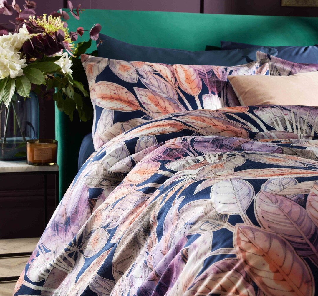 Vantona Boutique Range Zanthe Leaves Duvet Cover Set Multi Etsy