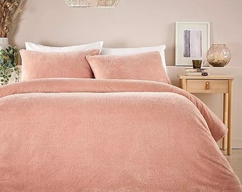 Vantona Essentials Range Teddy Fleece Duvet Cover Set - Blush