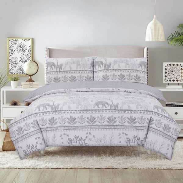 Vantona Elephant Journey Duvet Cover Set - Grey