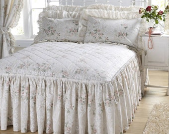 Vantona Country Charlotte Quilted Fitted Bedspread - Peach