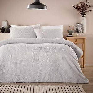 Vantona Essentials Range Teddy Fleece Duvet Cover Set - Grey