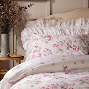 Floral Duvet Cover Set Pink Etsy