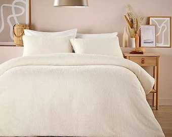 Vantona Essentials Range Teddy Fleece Duvet Cover Set - Cream