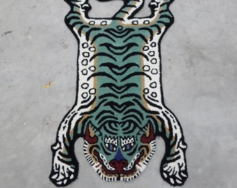 Handgetufteter Tigerteppich: tibetanischer Stil, 100 x 150 cm