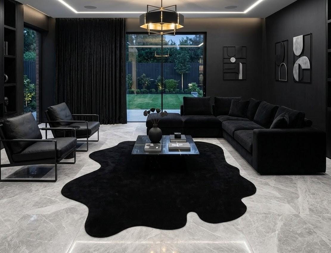 Solid Black Custom Hand Tufted Irregular Shape Large Area Rug 10x15 ...