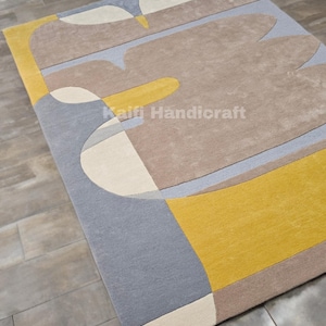 Abstract pattern modern hand tufted wool rug for Living room, Bed room, Dinning Area, Handmade Custom Area Rug with Multi Color Wool