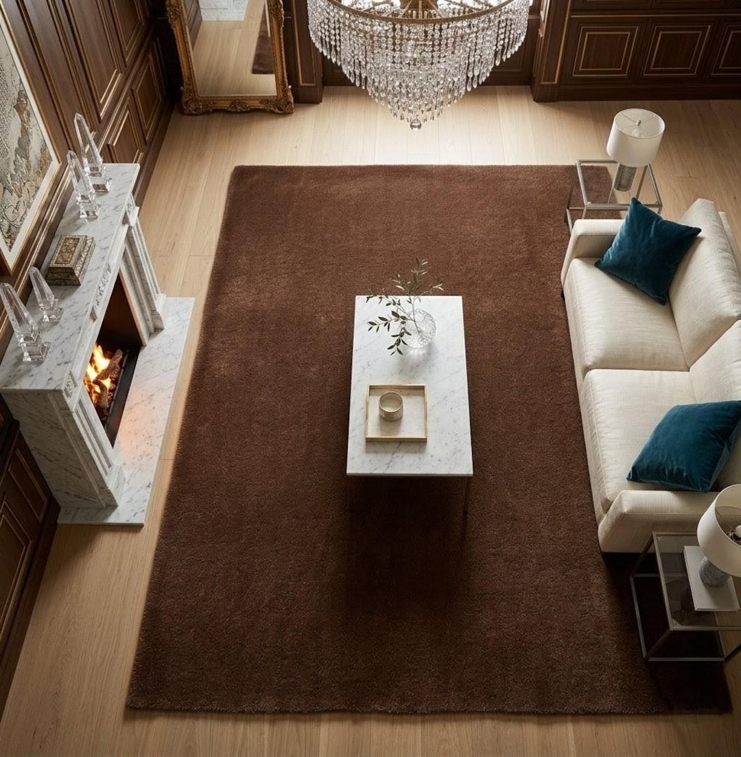 Deep Brown Rug Solid Deep Brown Tufted Rug 8x10 – Custom Size, Minimalist Style for ...