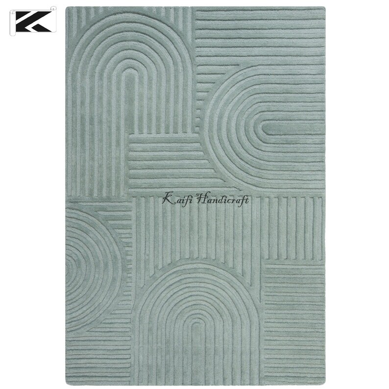 Geometric Modern Cut Loop High Low Pile Hand Tufted Rug for Living Room ...