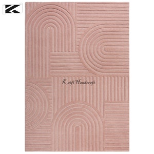 Geometric Modern Cut Loop High Low Pile Hand Tufted Rug for Living Room ...