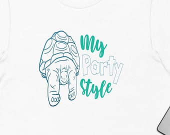 Tortoise Party T-shirt, "My Party Style" Graphic Tee