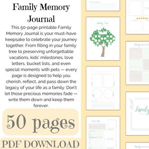 Printable Family Memory Journal | Legacy and Keepsake Book | Mom Memory Book | Mother&#39;s Day Gift | Adventure  and Memory Scrapbook, 8.5x11