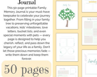 Diario dei ricordi di famiglia stampabile: libro dei ricordi e dell'eredità (download PDF 8,5x11)